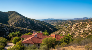 Inland San Diego foothills with granite outcroppings and chaparral.